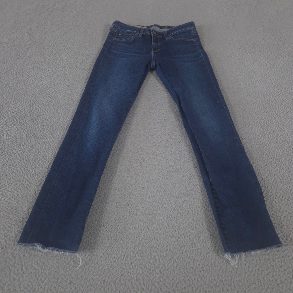 AG Adriano Goldschmied Jeans Women 26R Blue Stella Slim Straight Raw Hem Stretch